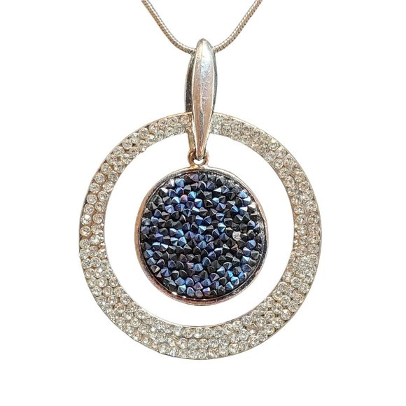 NWT,‎ CZ and Dark Blue Stone Necklace - Picture 3 of 3